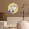 Theepot - Kopje - Beige - Illustratie Wandcirkel behangsticker klein -sfeer1