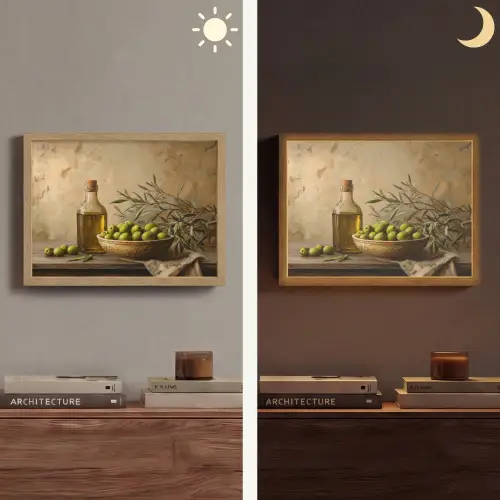 Olijven - Stilleven - Vintage Light Box met batterij (Wandlamp) middel -sfeer3