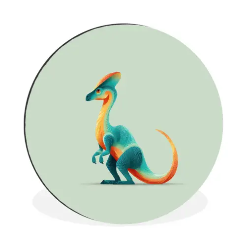 Staart - Dino - Minimalistisch - Blauw Wandcirkel aluminium klein -3d