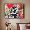 Graffiti - Zwart wit - Street art Textielframe zwart klein -sfeer1