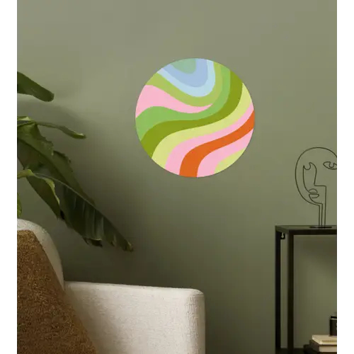 Lijnen - Pasteltinten - Golvend Wandcirkel behangsticker klein -sfeer2