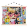 Expressief - Milkshake - Vrouw - Felle kleuren textielposter latten blank klein -3d