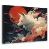 Witte vos - wolken - maan Textielframe zwart klein -3d