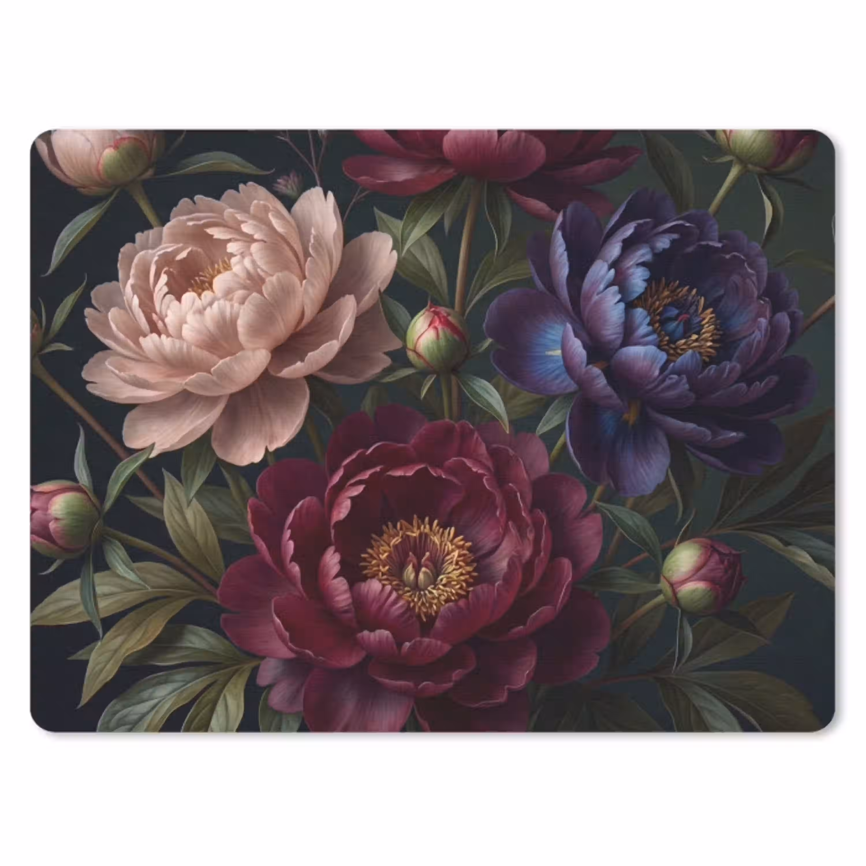 Bloemen - Boeket - Natuur - Modern - Donker muismat rubber klein -3d
