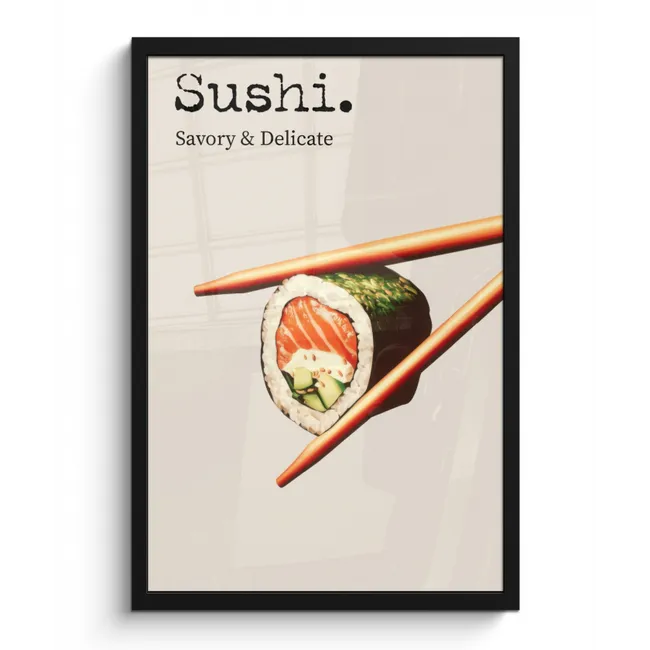 Poster met lijst - Sushi - Zalm - Rijst - Japans