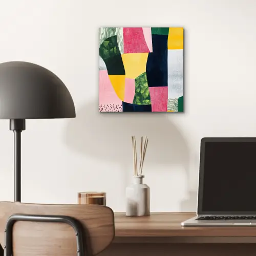 Abstract - Roze - Lappen - Vormen - Geel aluminium wit klein -sfeer5