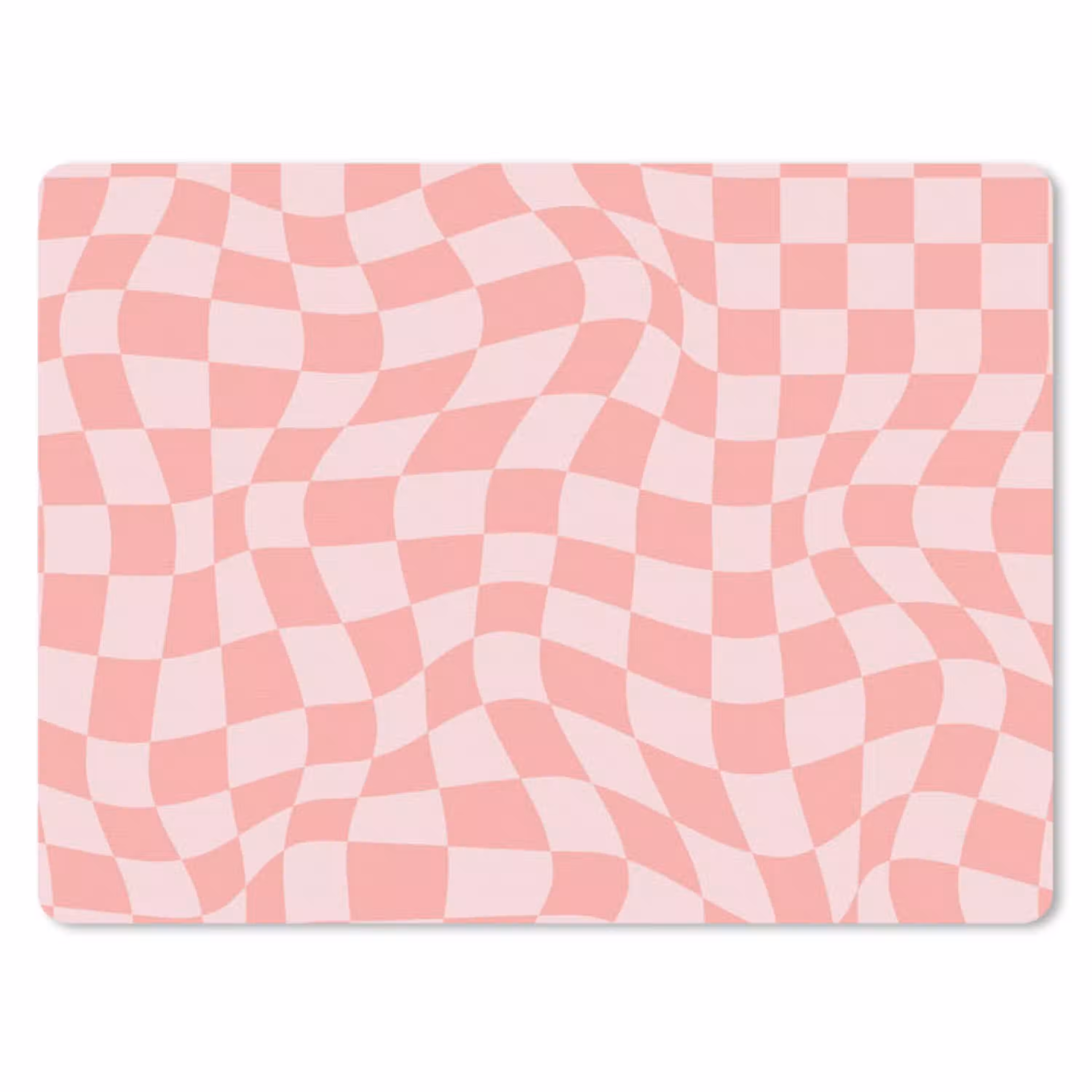 Hokjes patroon - Roze - Golvende lijnen muismat rubber klein -3d