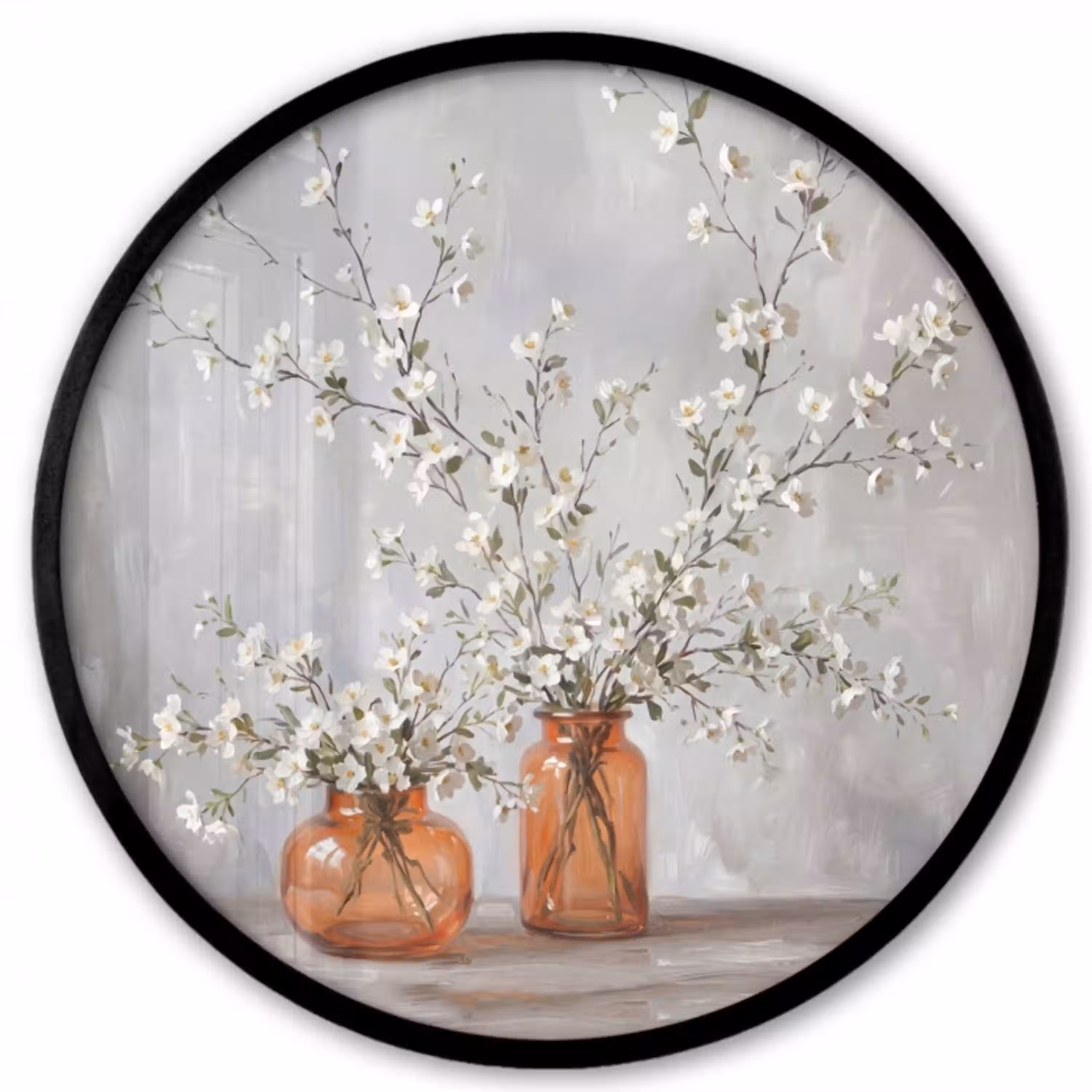 Vazen - Bloemen - Oranje Fotolijst rond zonder passe partout klein -3d