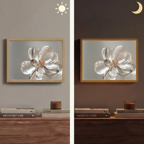 Bloem - Glazen - Doorzichtig Light Box met batterij (Wandlamp) middel -sfeer3