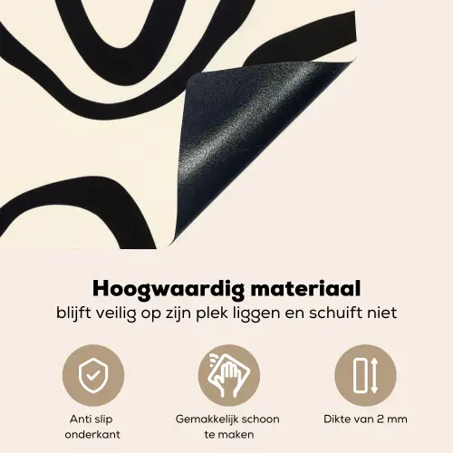 Abstract - Lijnen - Modern - Beige Inductie beschemer met haakjes klein -ky-onderkant-nl