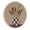 Minimalistisch - Vaas - Bloemen - Bruin Akoestische PET Vilt - Rond klein -3d