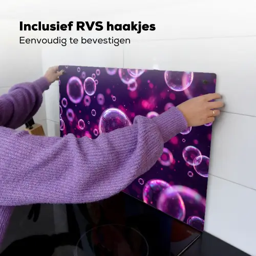 Paars - Bubbels - Schuim Inductie beschemer met haakjes klein -ky-ophangen-nl