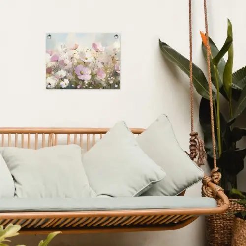 Bloemenveld - Lichte tinten - Geschilderd tuinposter los doek klein -sfeer7