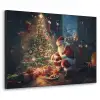 Kerstman - Haard - Donker Textielframe - compleet frame klein -3d