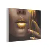 Goud - Vrouw - Verf - Lippen - Luxe PET vilt klein -3d
