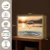 Hart - Water - Zonsondergang - Natuur - Zen Light Box met batterij (Wandlamp) middel -USP_websiteoverzichtNL