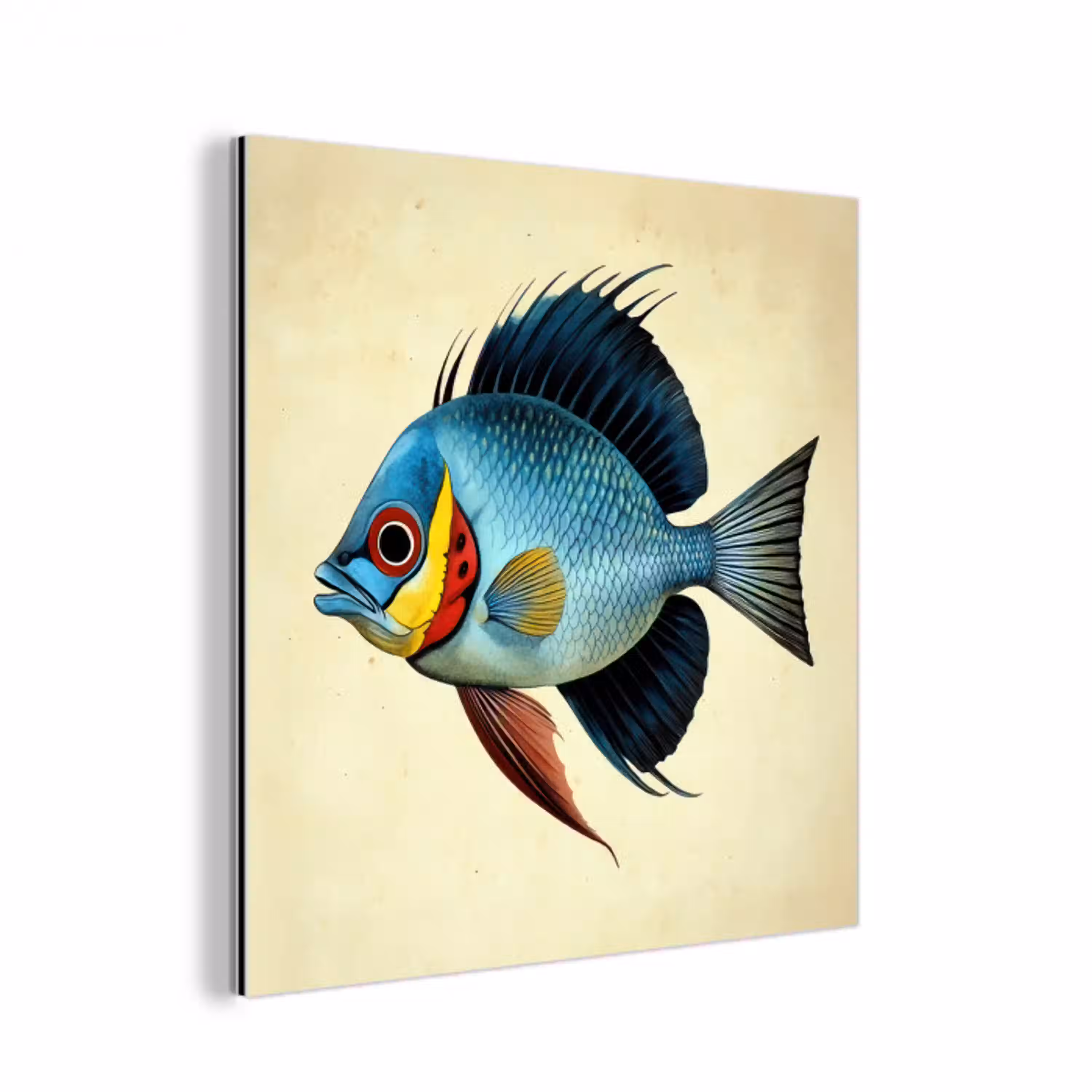Blauw - Kieuwen - Vis - Illustratie aluminium wit klein -3d