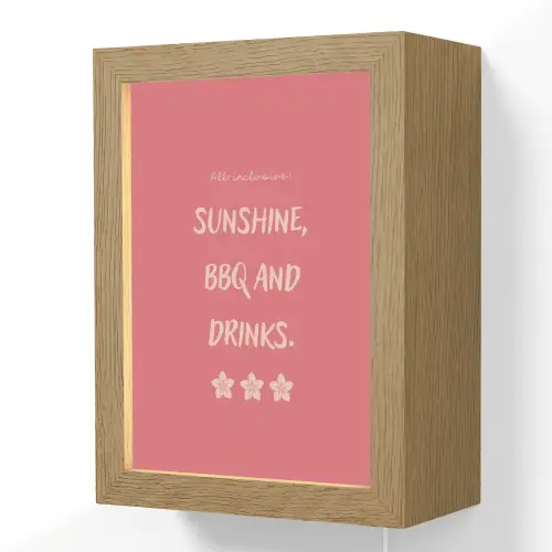 BBQ - Quote - Roze - Zomer Light Box met kabel (Wandlamp) klein -3d