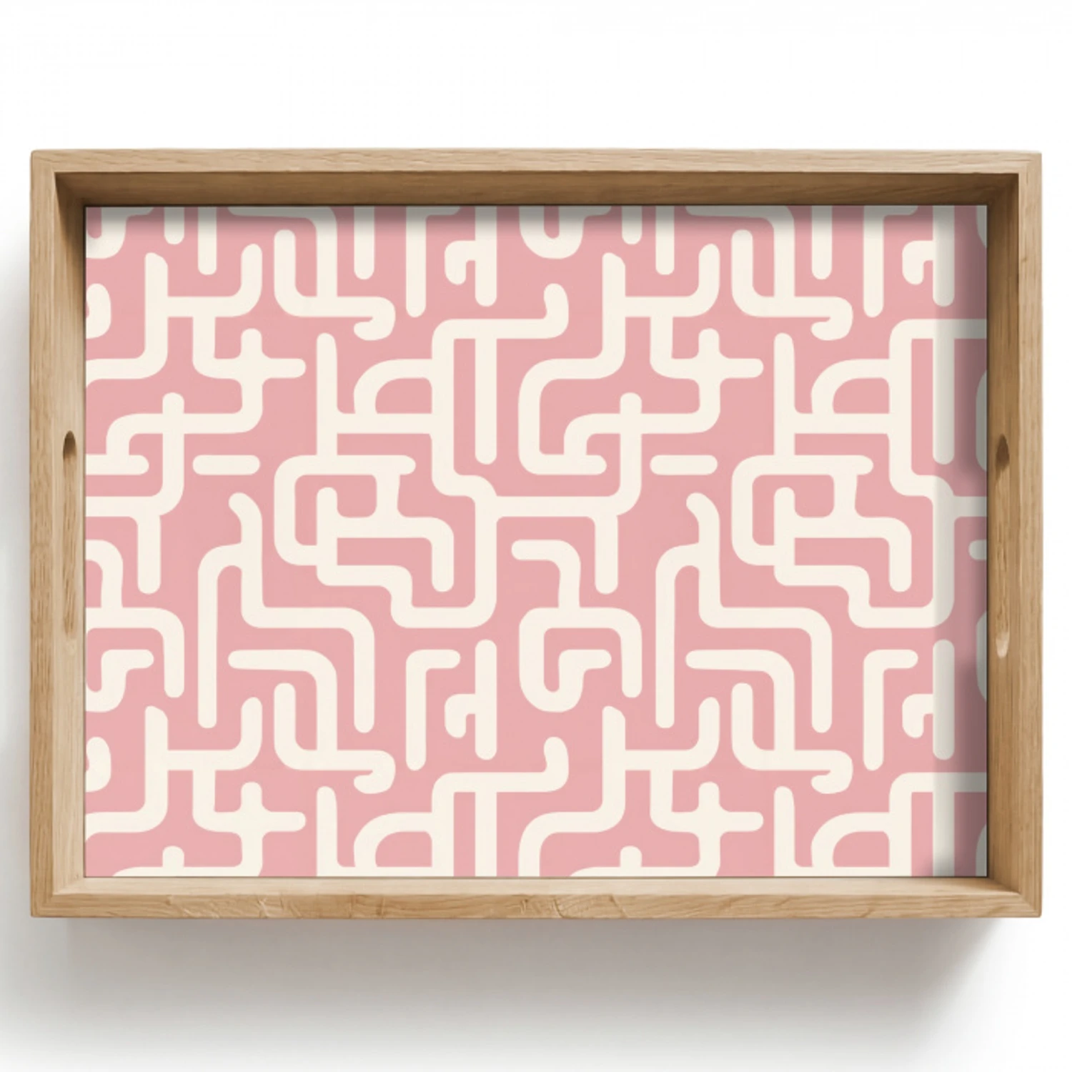 Doolhofpatroon - Roze - Wit - Abstract Dienblad Rechthoek middel 911 -z3d_shopping