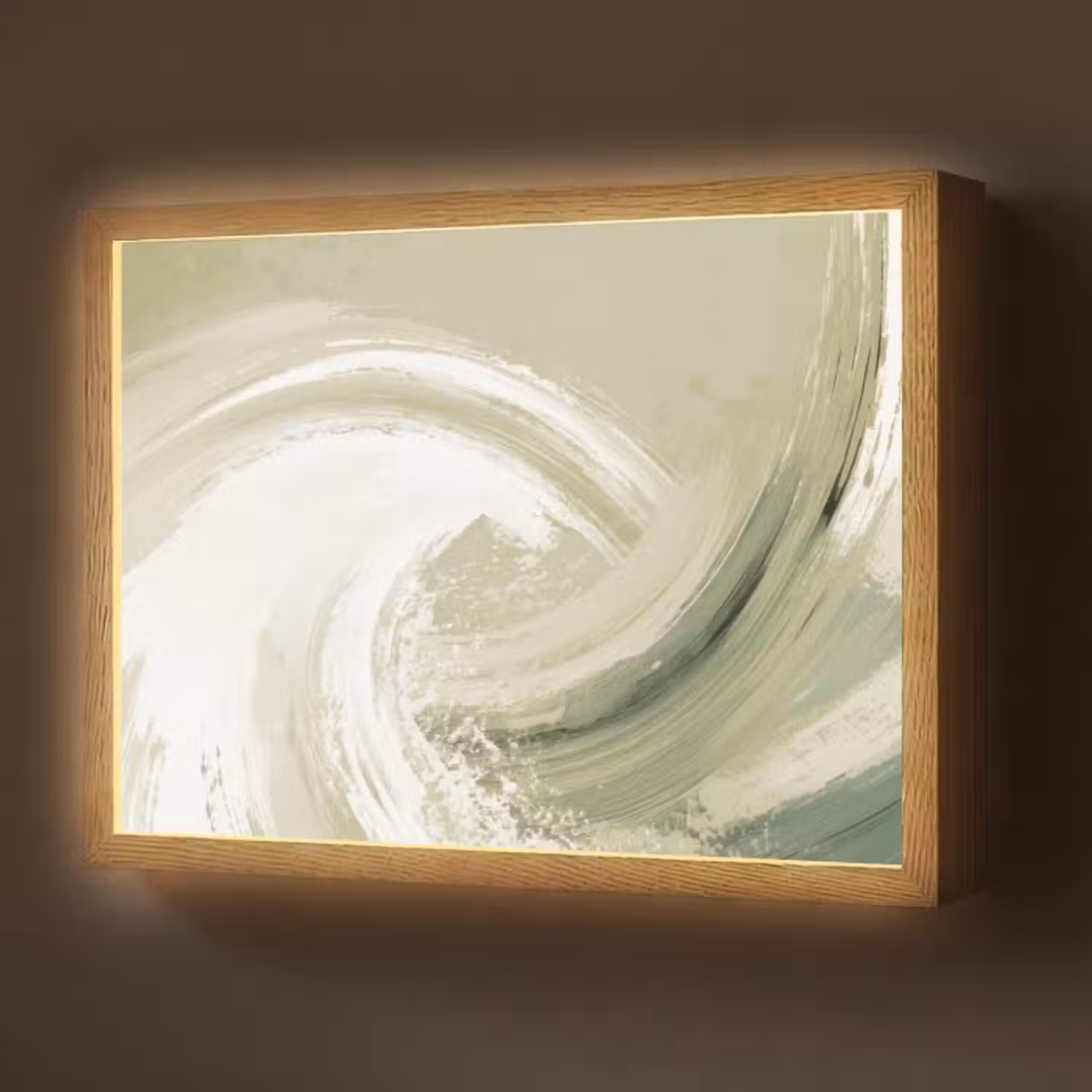 Lightbox - Wandlamp - Abstract - Penseelstreken - Golven - Groen