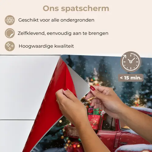 Kersttruck - Sneeuwbos - Rood keuken achterwand spatscherm klein -spatscherm_NL
