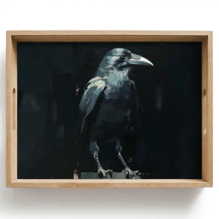 Raaf - Vogels - Zwart Dienblad Rechthoek middel -z3d_shopping
