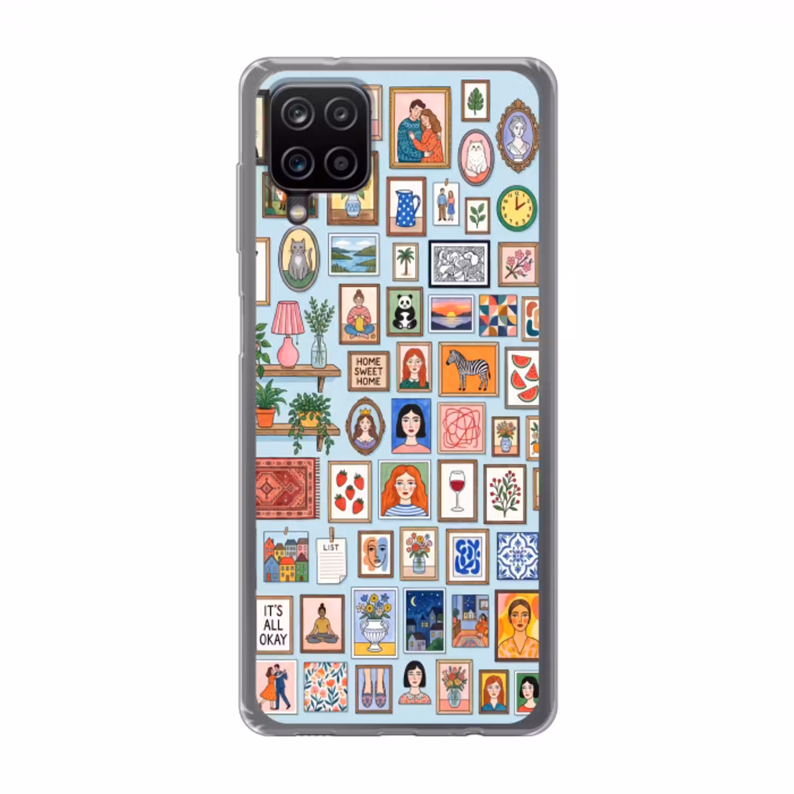 Wanddecoratie - Collectie - Huis - Illustratief - Kleurrijk Telefoonhoesje Samsung Galaxy A12 klein -3d