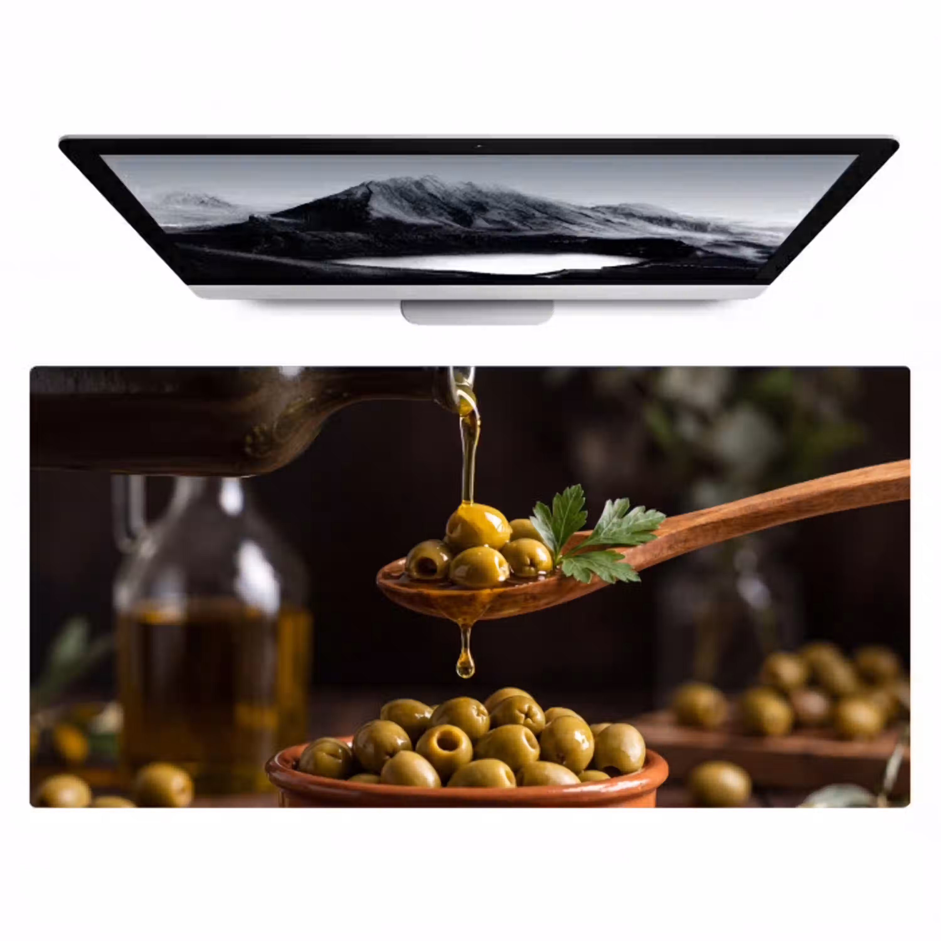 Olijven - Olijfolie - Eten Muismat XXL klein -zzz3d