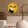 Toekan - Minimalistisch - Snavel - Oranje Wandcirkel kunststof plaat 5mm dik klein -sfeer1