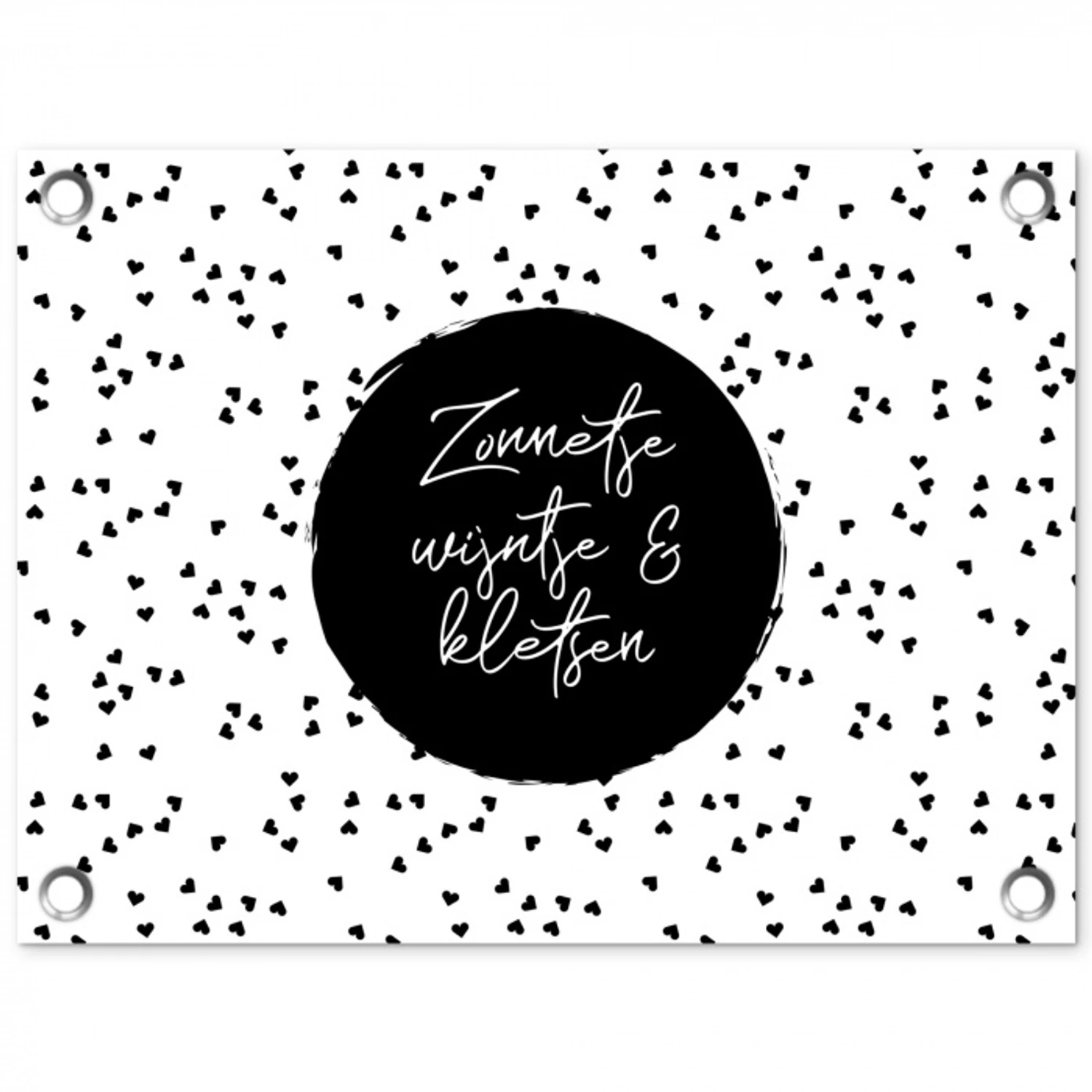 Zonnetje, wijntje & kletsen - Quotes - Tekst - Wijn - Zomer tuinposter los doek klein -3d