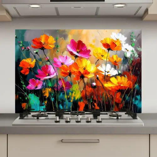 Felgekleurd - Bloemblaadjes - Abstract keuken achterwand spatscherm klein -3d_website