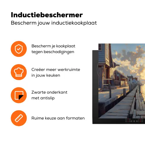 Zeilboot - Zon - Pier - Hout Inductie beschermer vinyl 3mm klein -zzzzzzz-td-ups