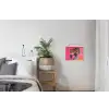 Luipaard - Roze - Oranje - Blauw - Verf textielposter latten blank klein -woonkamer