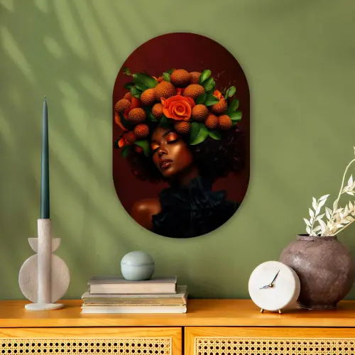 Vrouw - lychee - exotisch Wandcirkel Ovaal Forex klein -sfeer2