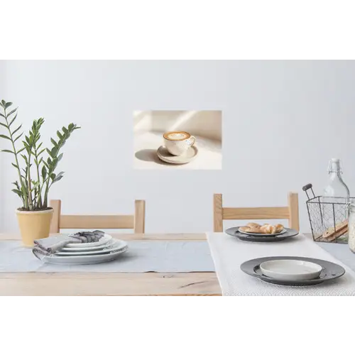 Cappuccino - Schuim - Schotel - Beige Muursticker klein -eettafel