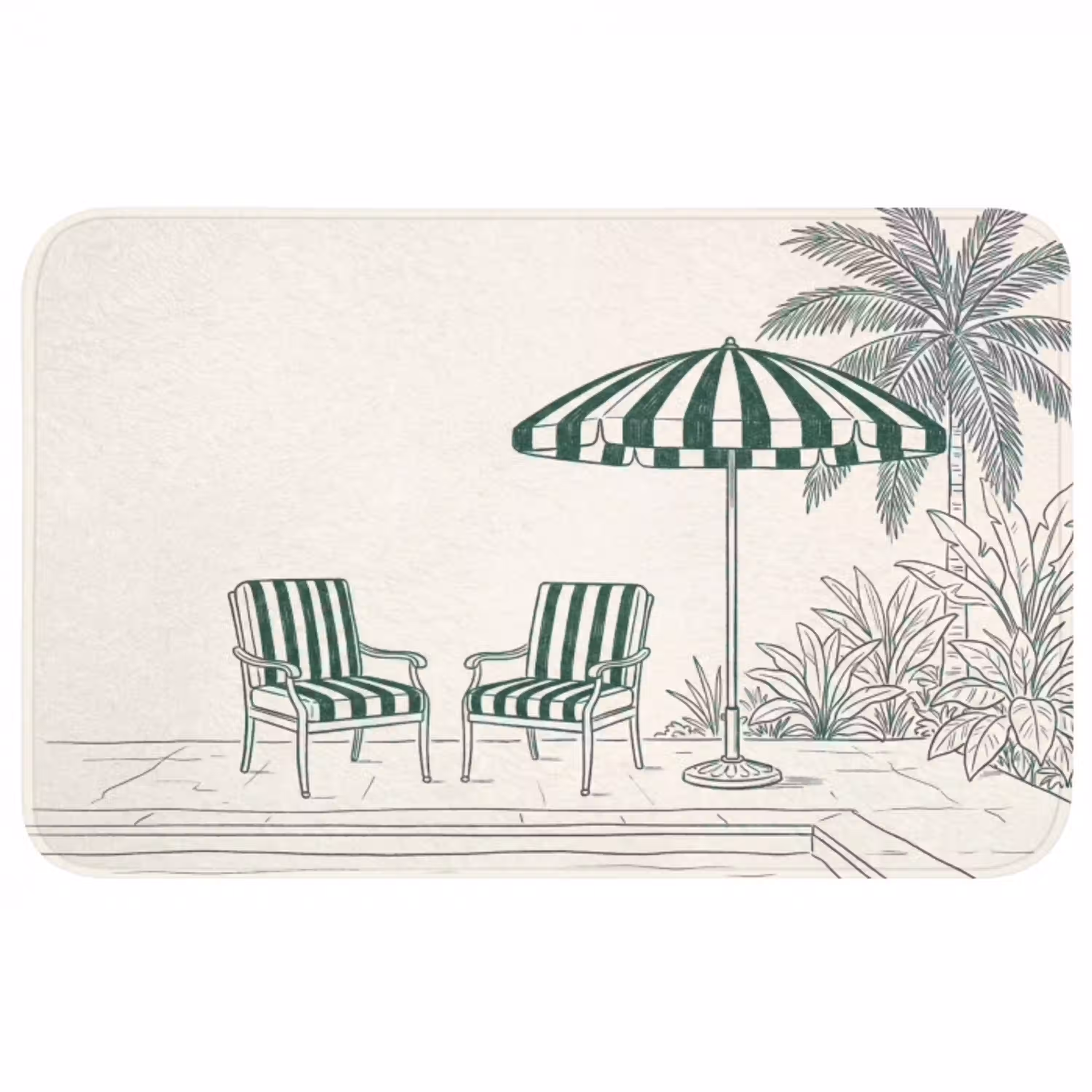 Terras - Illustratie - Groen Badmat middel -3d