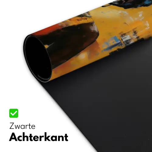 Vrouw - Ogen - Penseelstreken - Geel Muismat XXL klein -sfeer2