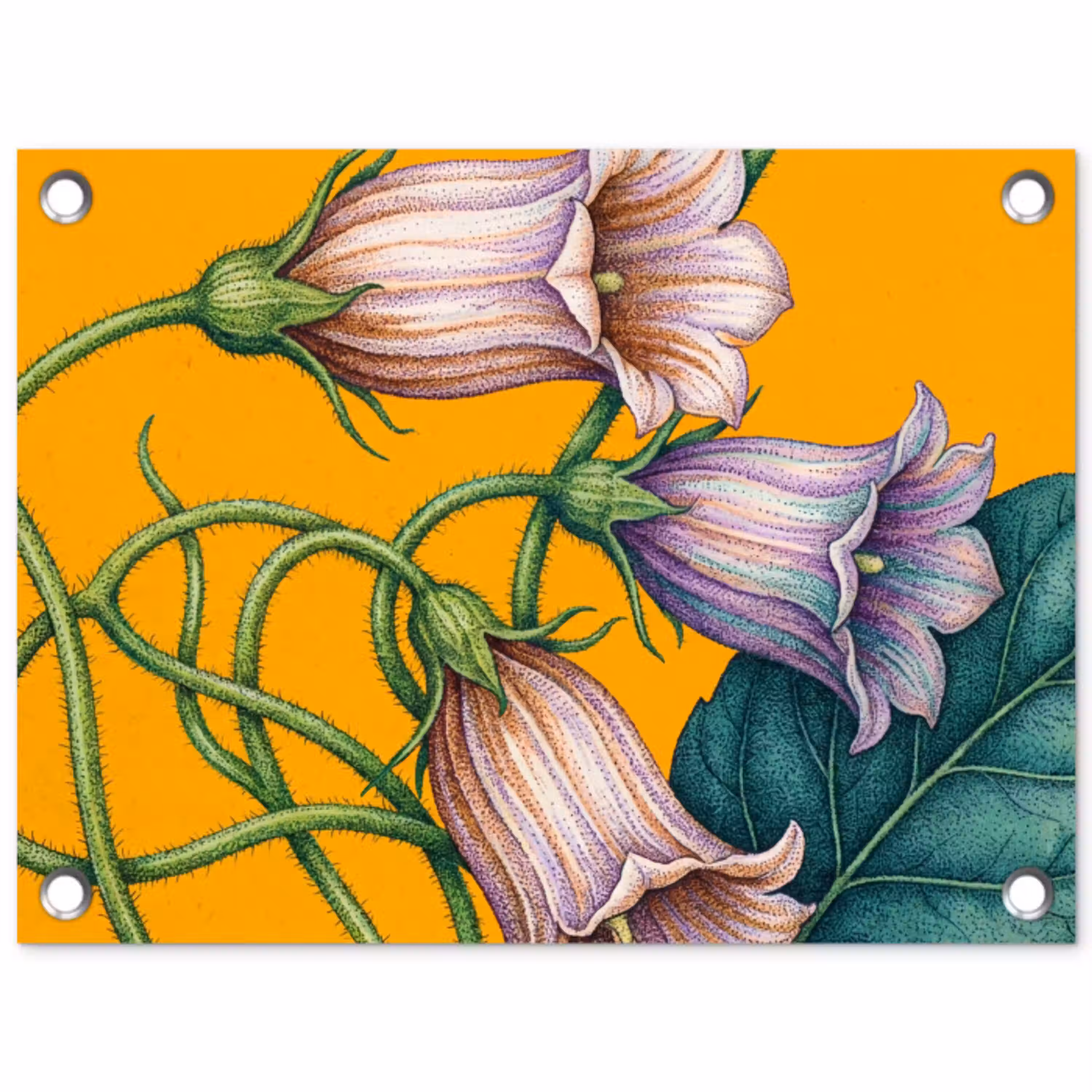 Bloemen - Botanisch - Geel tuinposter los doek klein -3d