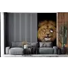 Leeuw - Portret - Zwart - Dieren fotobehang vinyl groot -bank