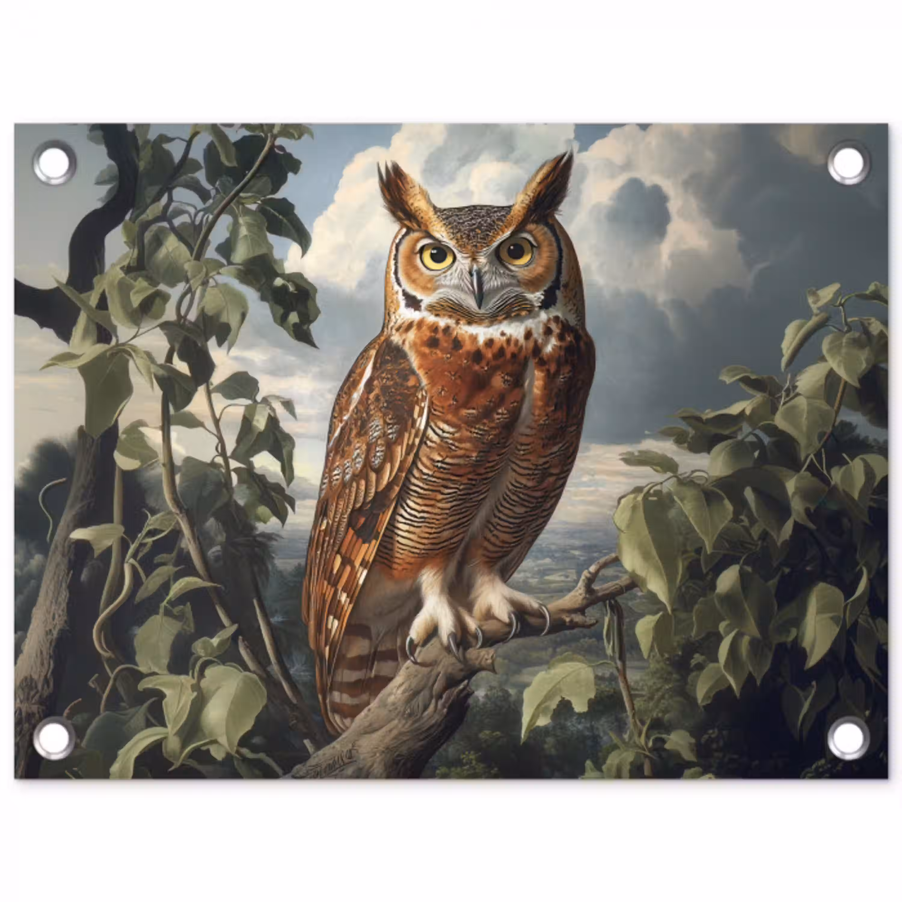Uil - Tak - Boom - Veren tuinposter los doek klein -3d