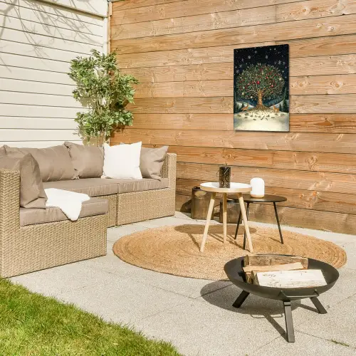 Feestboom - Winterhemel - Kleurrijk Tuinposter op houten frame 2 cm dik klein -sfeer2