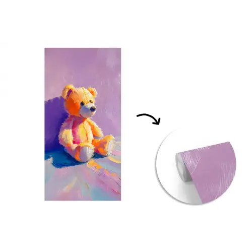 Teddybeer - Schaduw - Penseelstreken - Paars fotobehang vinyl groot -3d