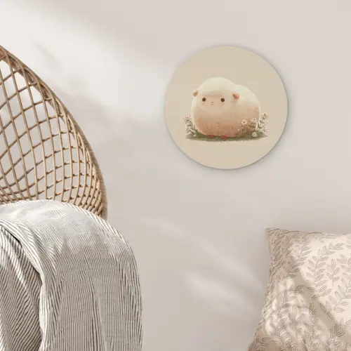 Schaap - Beige - Bloemen Akoestische PET Vilt - Rond klein -sfeer4