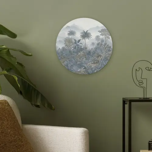 Jungle - Landschap - Blauw Akoestische PET Vilt - Rond klein -sfeer2