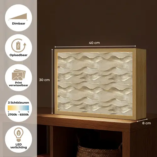 Golven - Patroon - Goud Light Box met batterij (Wandlamp) middel 907 -USP_websiteoverzichtNL