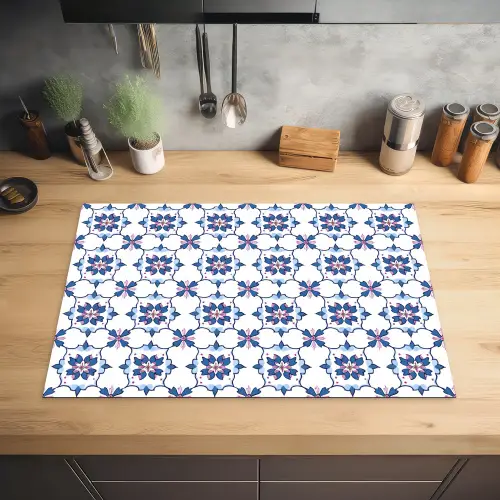 Modern - Patroon - Blauw - Roze Inductie beschermer vinyl 3mm klein 276 -sfeer5