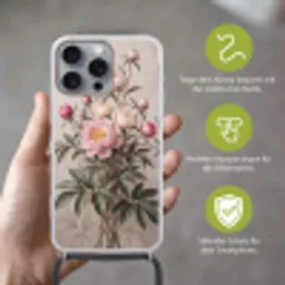 Pioenrozen - Boeket - Roze Hoesje iPhone 16 Pro Max met koord klein -sfeer2_DE