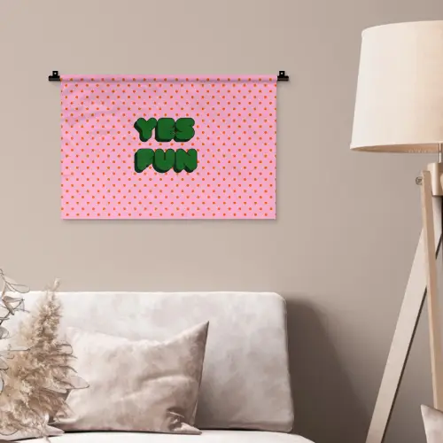 Yes fun - Groen - Roze - Stippen Wandkleed katoen klein -sfeer4