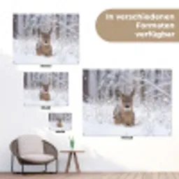 Hert - Sneeuw - Bos - Dieren - Vertederend tuinposter los doek klein -Xsfeer9_DE