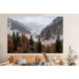 Bergen - Vallei - Mist - Herfst - Natuur forex 5mm xxl -bovenbank